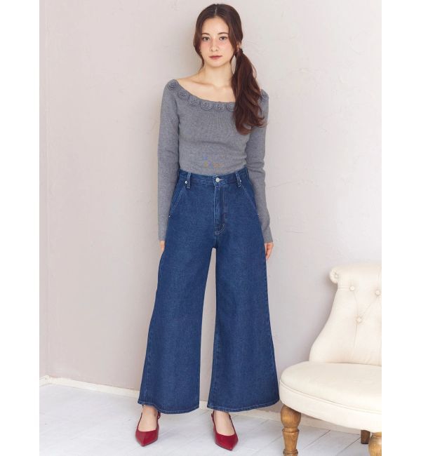 CALNAMUR「バックリボンデニムパンツ」|デニム|