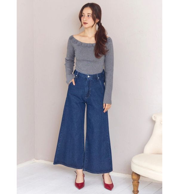 CALNAMUR「バックリボンデニムパンツ」|デニム|