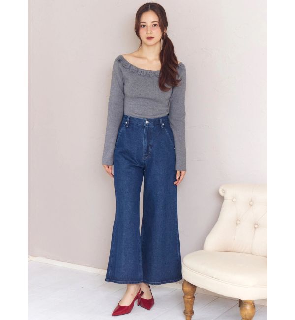 CALNAMUR「バックリボンデニムパンツ」|デニム|