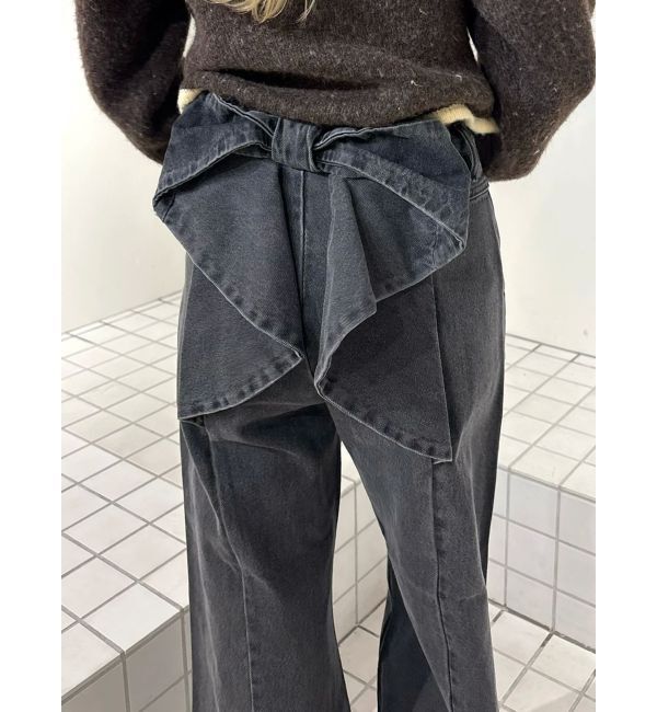 CALNAMUR「バックリボンデニムパンツ」|デニム|
