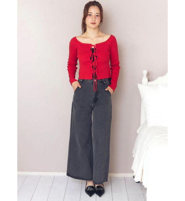 CALNAMUR「バックリボンデニムパンツ」|デニム|