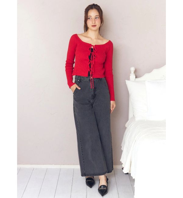 CALNAMUR「バックリボンデニムパンツ」|デニム|