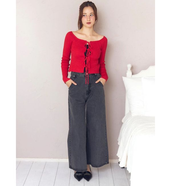 CALNAMUR「バックリボンデニムパンツ」|デニム|