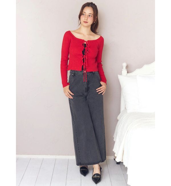 CALNAMUR「バックリボンデニムパンツ」|デニム|