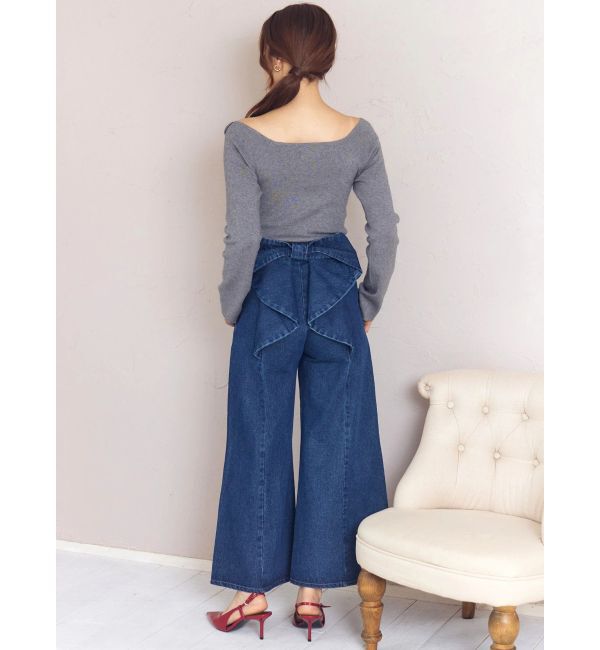 CALNAMUR「バックリボンデニムパンツ」|デニム|