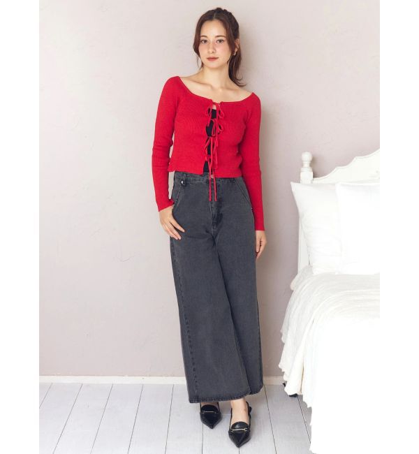 CALNAMUR「バックリボンデニムパンツ」|デニム|