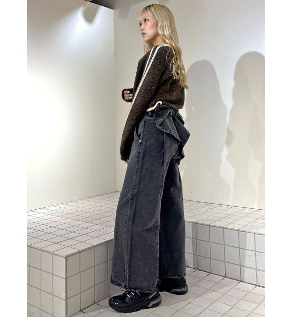 CALNAMUR「バックリボンデニムパンツ」|デニム|