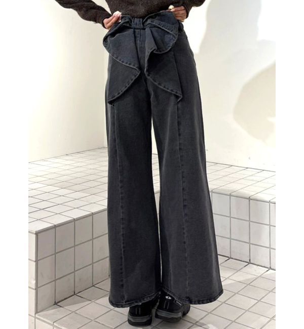 CALNAMUR「バックリボンデニムパンツ」|デニム|