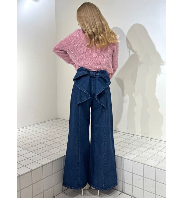 CALNAMUR「バックリボンデニムパンツ」|デニム|