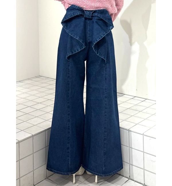 CALNAMUR「バックリボンデニムパンツ」|デニム|