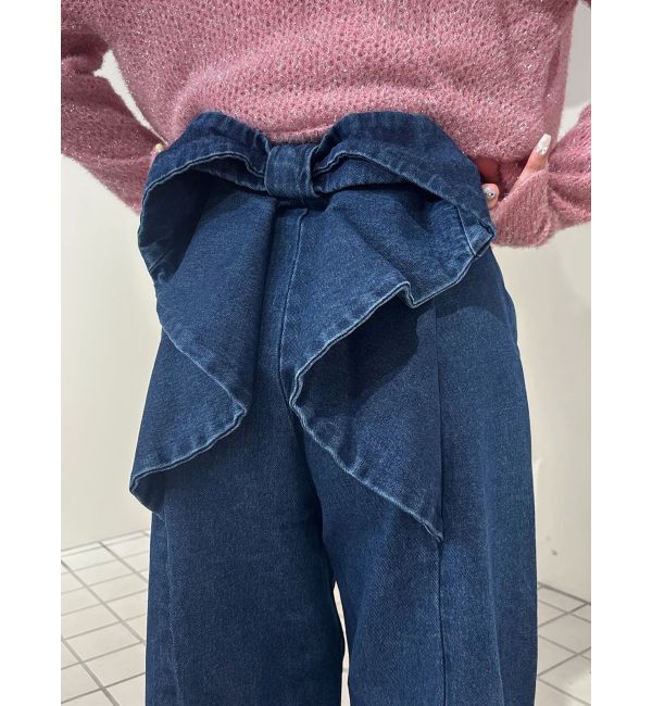 CALNAMUR「バックリボンデニムパンツ」|デニム|