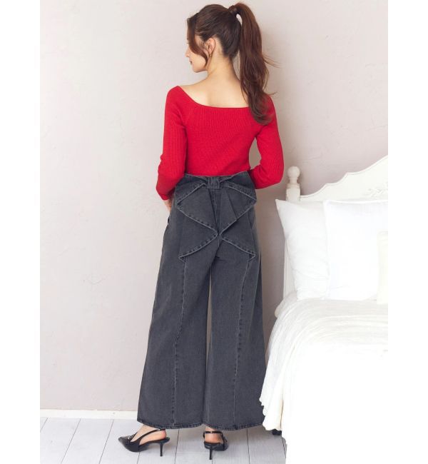 CALNAMUR「バックリボンデニムパンツ」|デニム|