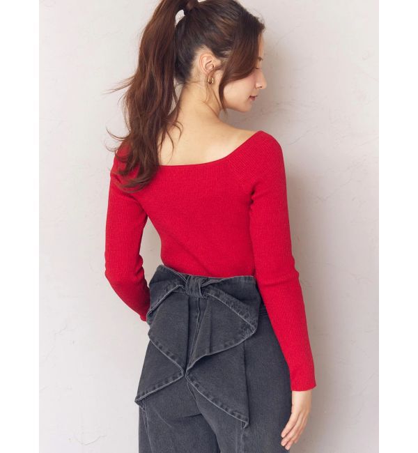 CALNAMUR「バックリボンデニムパンツ」|デニム|