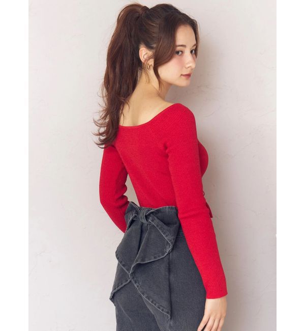 CALNAMUR「バックリボンデニムパンツ」|デニム|