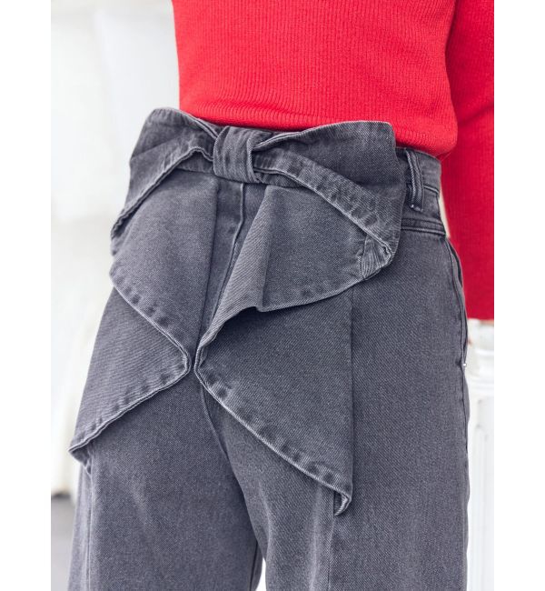 CALNAMUR「バックリボンデニムパンツ」|デニム|