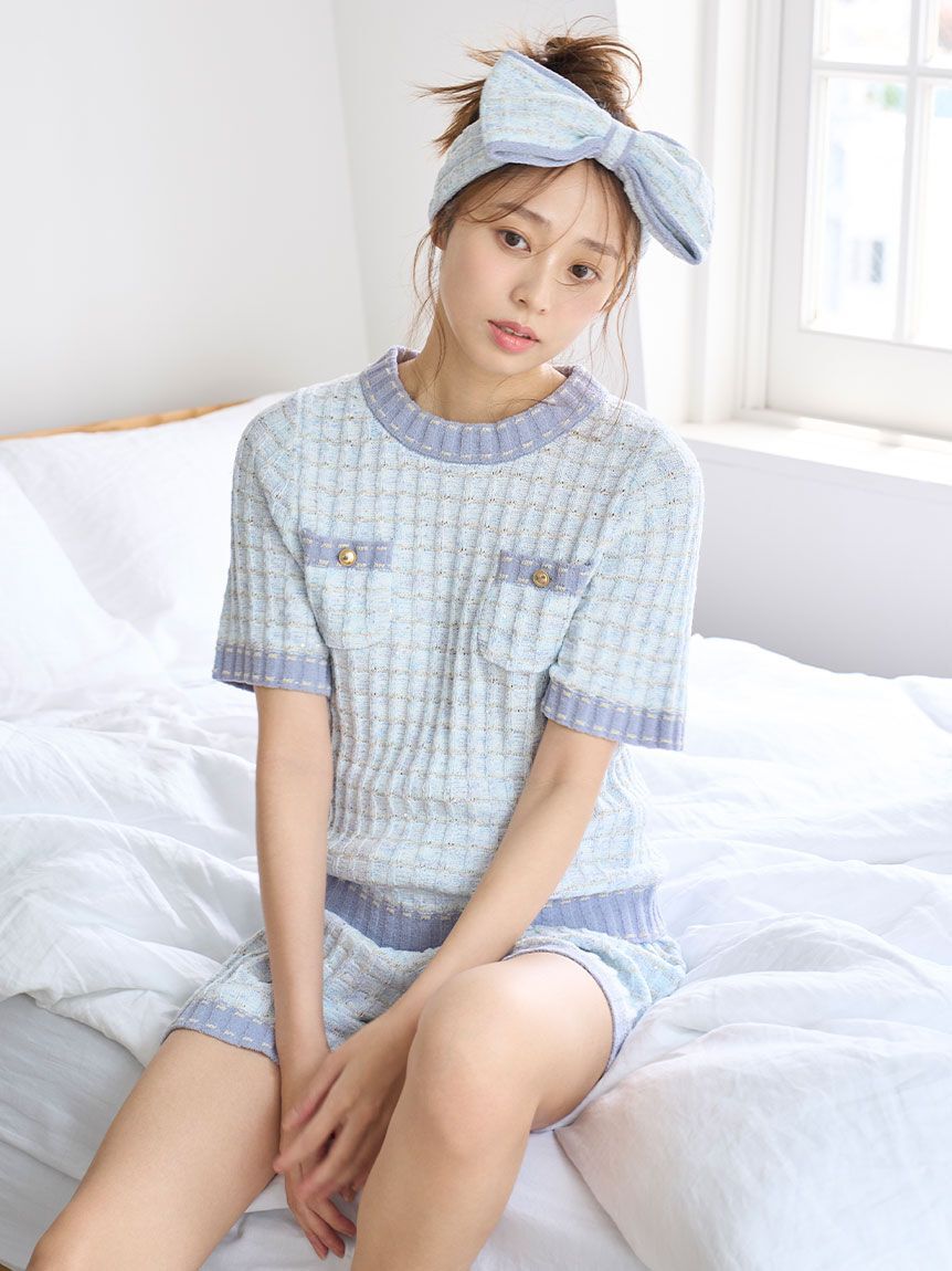 SNIDEL HOME「ラメニットツイードショートパンツ」|ルームウェア|