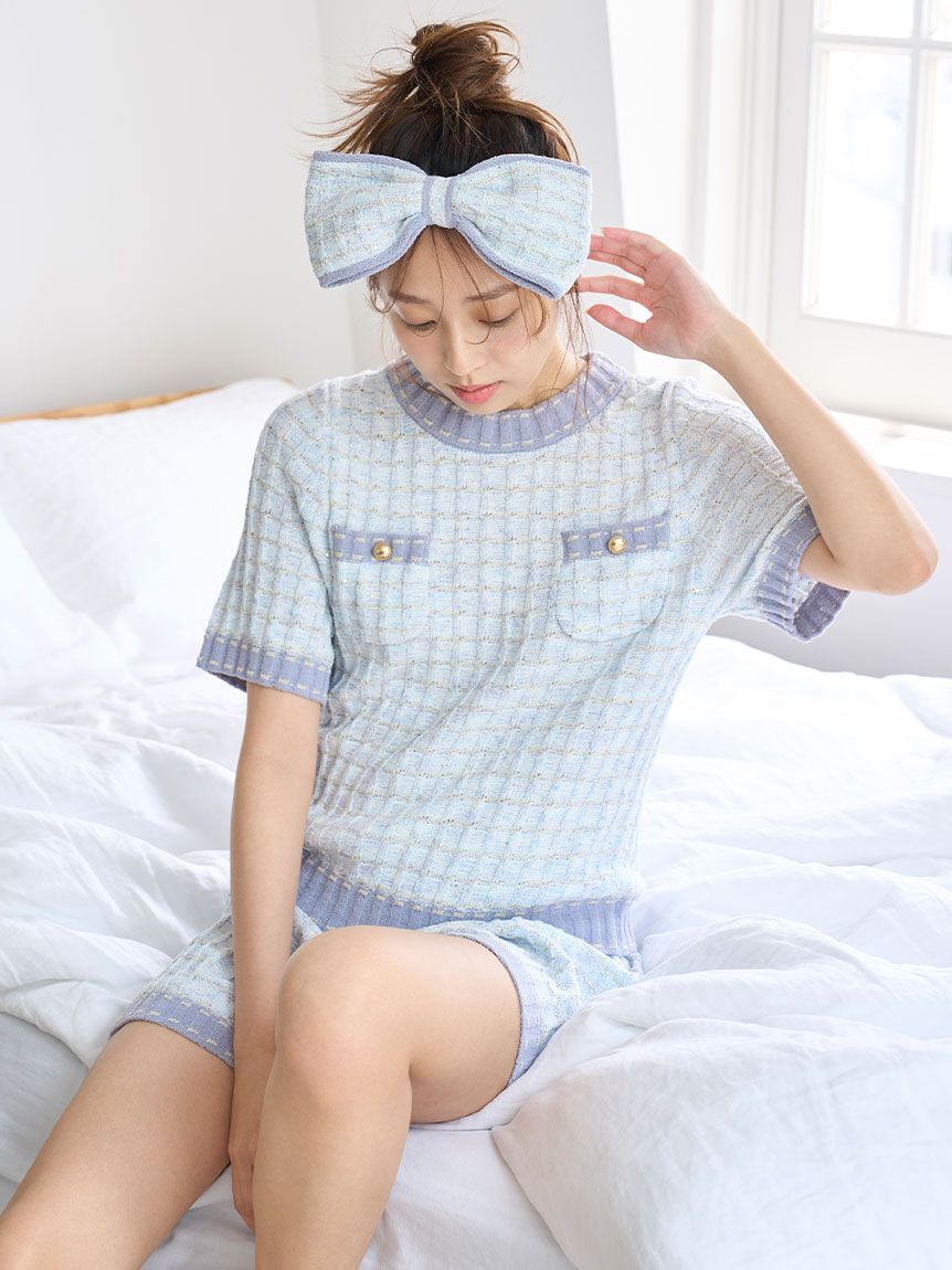 SNIDEL HOME「ラメニットツイードショートパンツ」|ルームウェア|