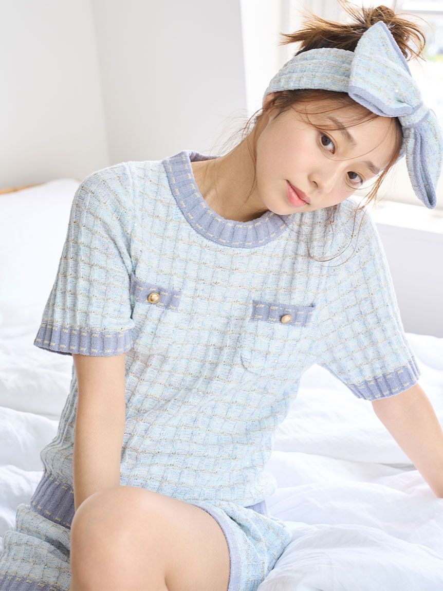 SNIDEL HOME「ラメニットツイードショートパンツ」|ルームウェア|