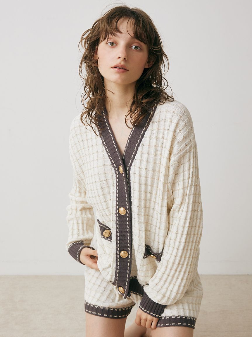 SNIDEL HOME「ラメニットツイードショートパンツ」|ルームウェア|