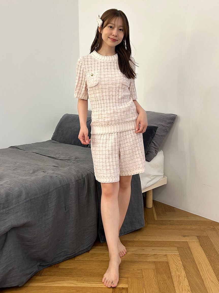 SNIDEL HOME「ラメニットツイードショートパンツ」|ルームウェア|PNK