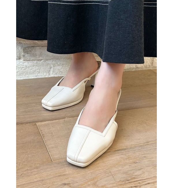 RESEXXY「スクエアトゥミュール」|パンプス|アイボリー