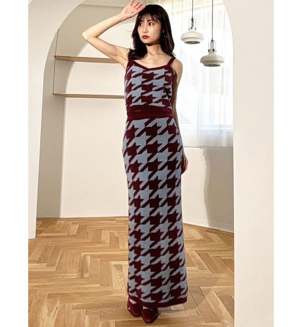 RESEXXY「ハウンドトゥースシャギーニットスカート【セットアップ着用可能】」|スカート|