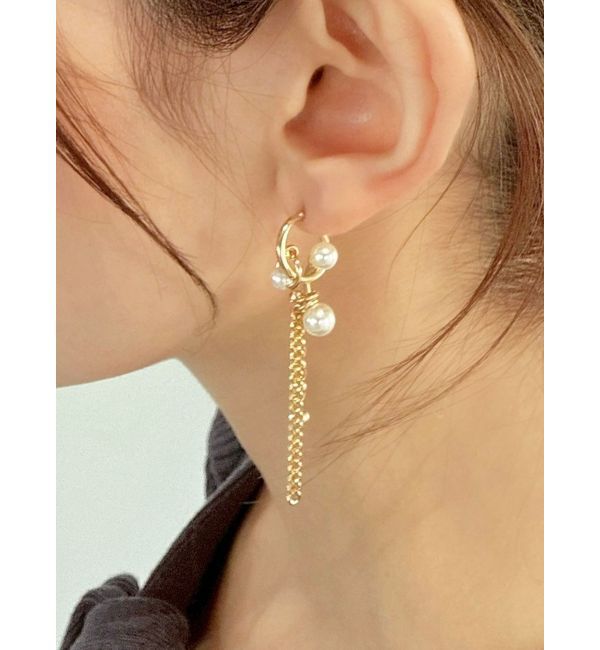 RESEXXY「パールデザインチェーンピアス」|ピアス|ゴールド