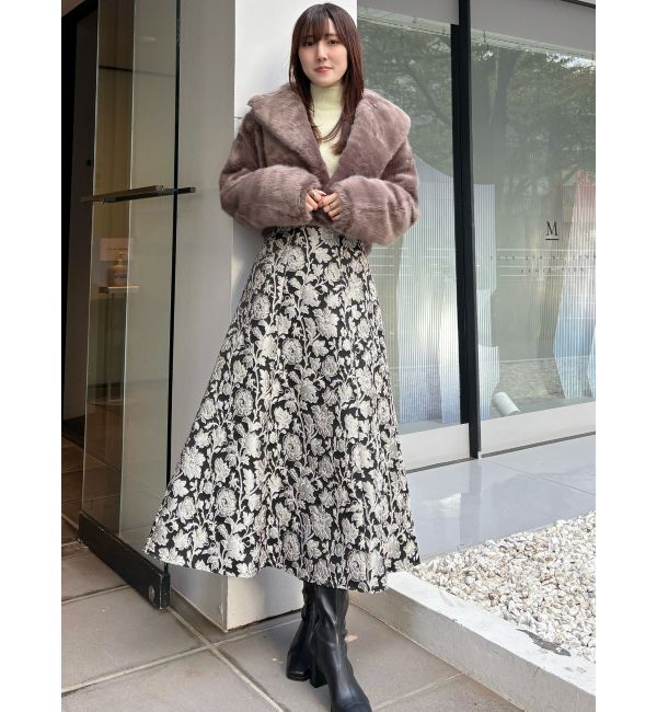 MERCURYDUO「ラメジャカードフレアスカート」|スカート|