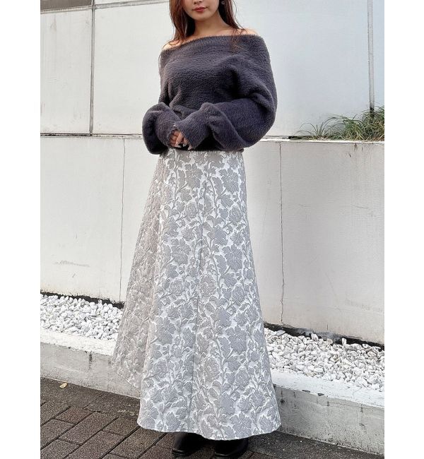 MERCURYDUO「ラメジャカードフレアスカート」|スカート|