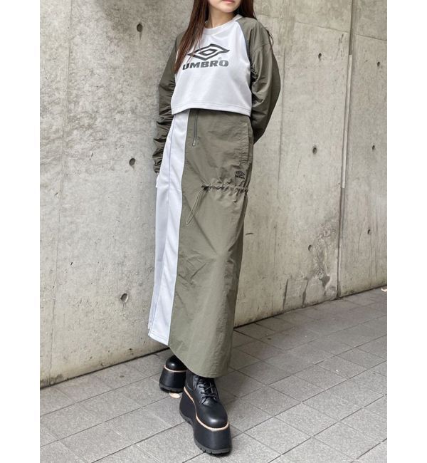 MURUA「【UMBRO&times;MURUA】スイッチマテリアルスカート」|スカート|カーキ