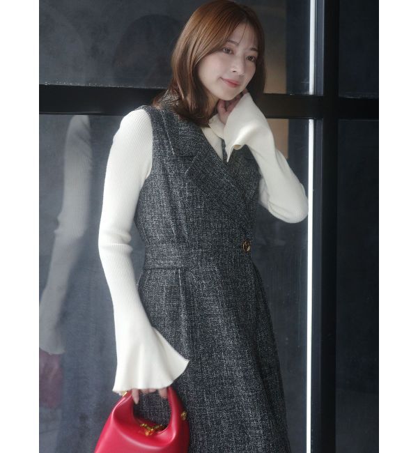 ツイードメタルボタンテーラードジャンパースカート（LAGUNAMOON