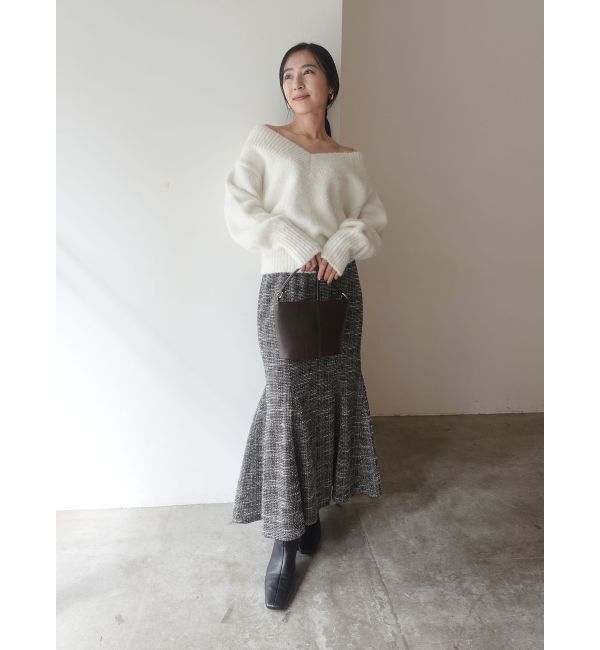 LAGUNAMOON「カットツイードフロントZIPスカート」|スカート|