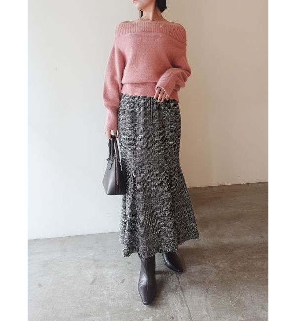 LAGUNAMOON「カットツイードフロントZIPスカート」|スカート|