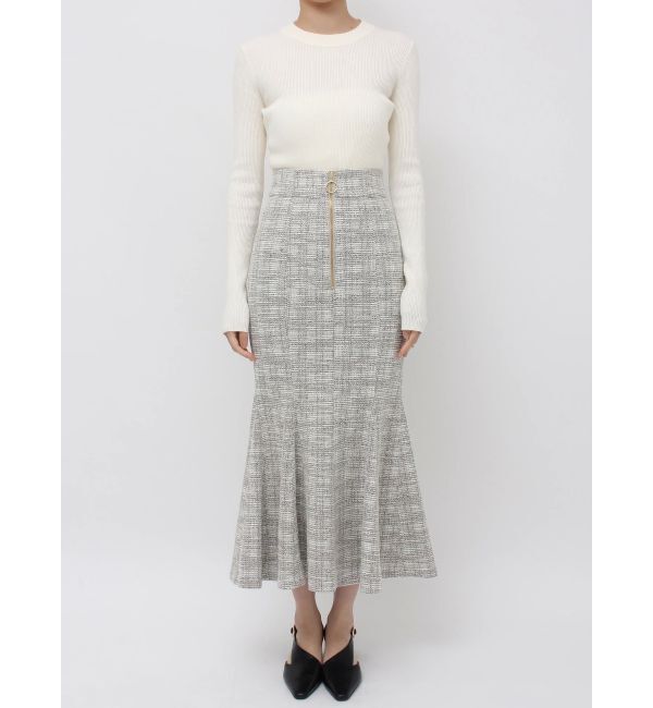 LAGUNAMOON「カットツイードフロントZIPスカート」|スカート|