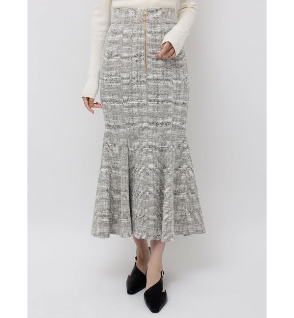 LAGUNAMOON「カットツイードフロントZIPスカート」|スカート|