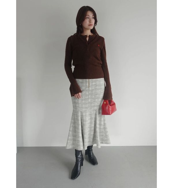 LAGUNAMOON「カットツイードフロントZIPスカート」|スカート|