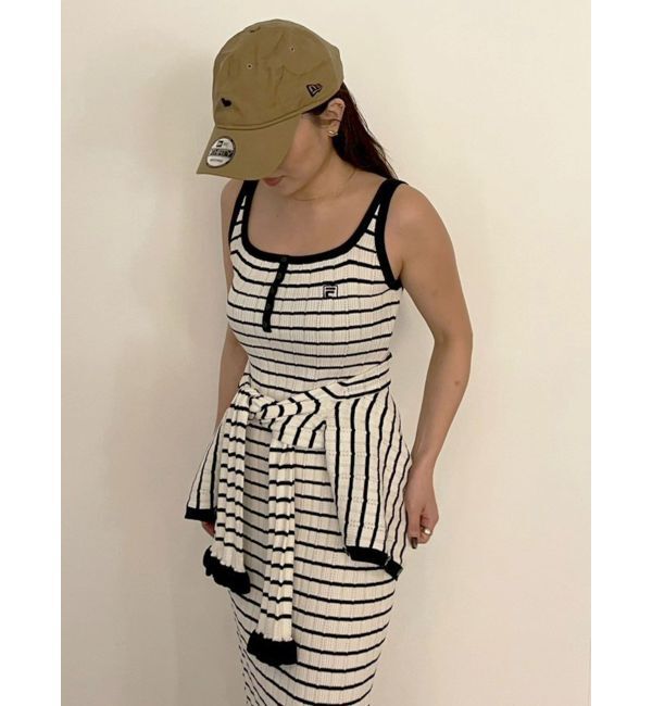 LAGUNAMOON「【FILA別注】ドライタッチバイカラーフリルデザインニットカーディガン」|カーディガン|