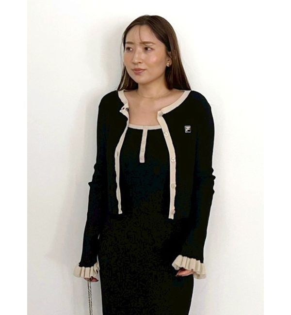 LAGUNAMOON「【FILA別注】ドライタッチバイカラーフリルデザインニットカーディガン」|カーディガン|