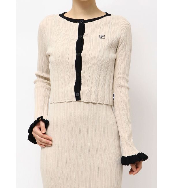 LAGUNAMOON「【FILA別注】ドライタッチバイカラーフリルデザインニットカーディガン」|カーディガン|