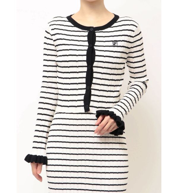 LAGUNAMOON「【FILA別注】ドライタッチバイカラーフリルデザインニットカーディガン」|カーディガン|