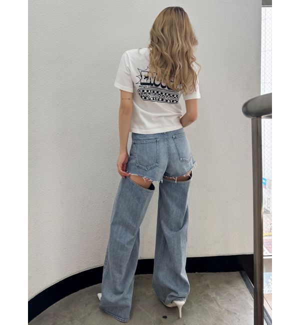 GYDA「ハイウエストレイヤードデザイン2WAYデニムパンツ」|デニム|