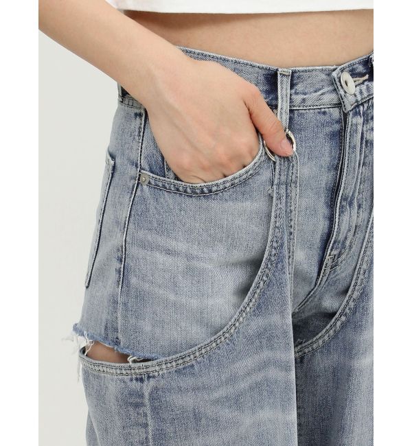 GYDA「ハイウエストレイヤードデザイン2WAYデニムパンツ」|デニム|