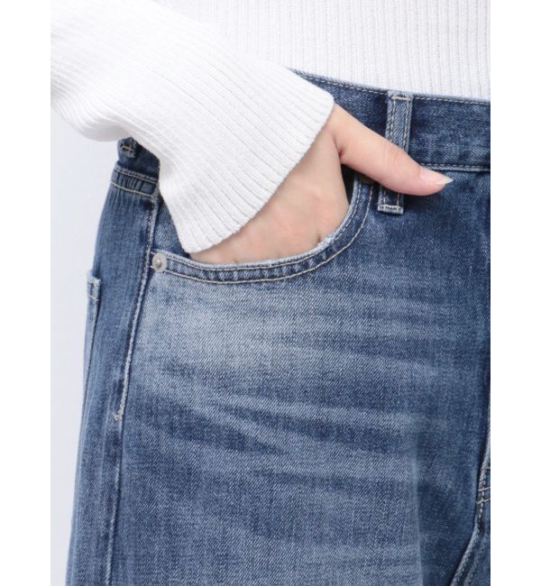 GYDA「ハイウエストダメージレースPatchストレートワイドデニムパンツ」|デニム|