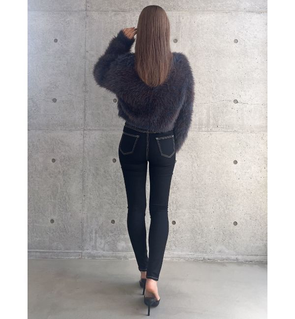 GYDA「ハイウエストワンウォッシュスキニーパンツ」|デニム|