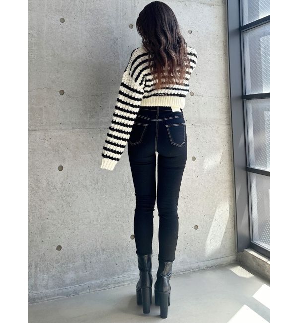 GYDA「ハイウエストワンウォッシュスキニーパンツ」|デニム|