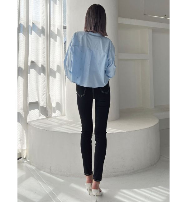 GYDA「ハイウエストワンウォッシュスキニーパンツ」|デニム|