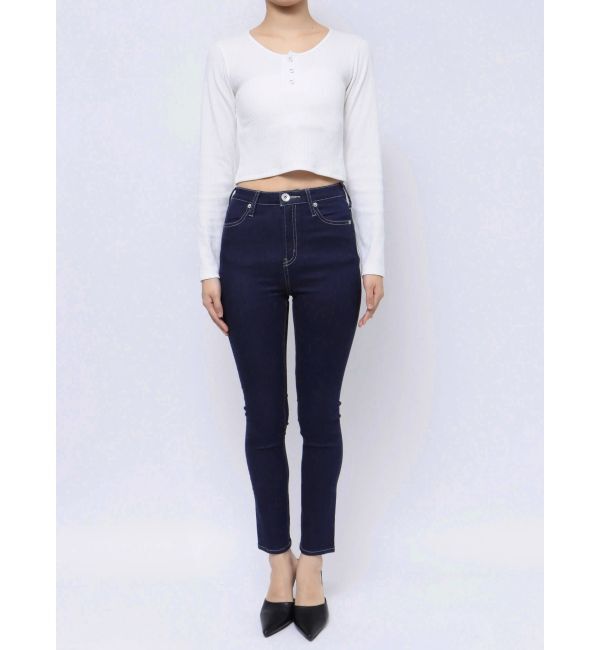 GYDA「ハイウエストワンウォッシュスキニーパンツ」|デニム|