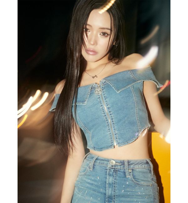 GYDA「【せいせいコラボ】GSストーンスライダーオフショルトップス」|Tシャツ・カットソー|アイスブルー