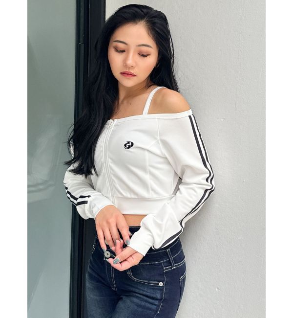 GYDA「GD track 2ラインオフショルトップス」|Tシャツ・カットソー|