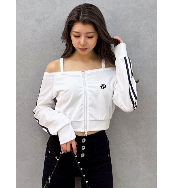 GYDA「GD track 2ラインオフショルトップス」|Tシャツ・カットソー|